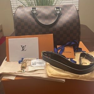 Authentic Louis Vuitton Speedy 30 bandouliere -damier ebene print